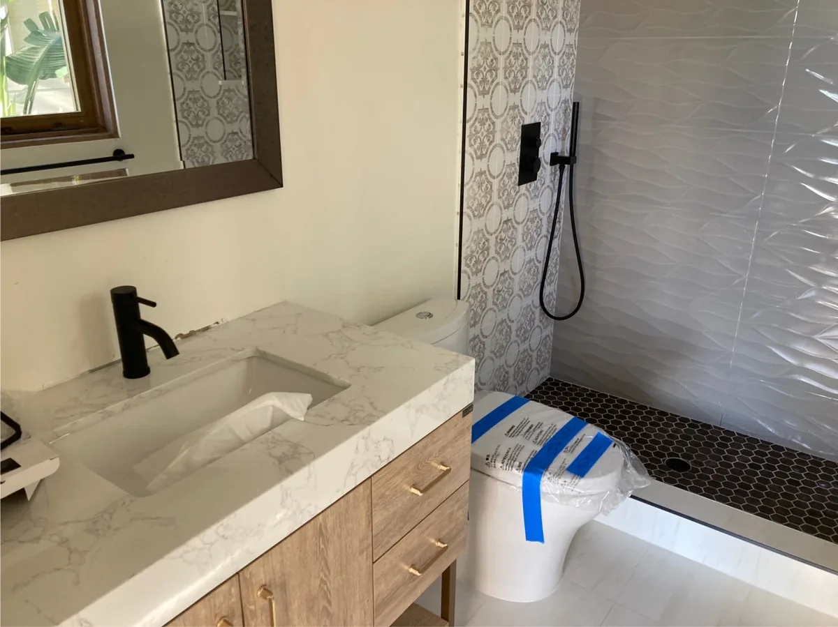 Bathroom remodel: vanity & walk-in shower