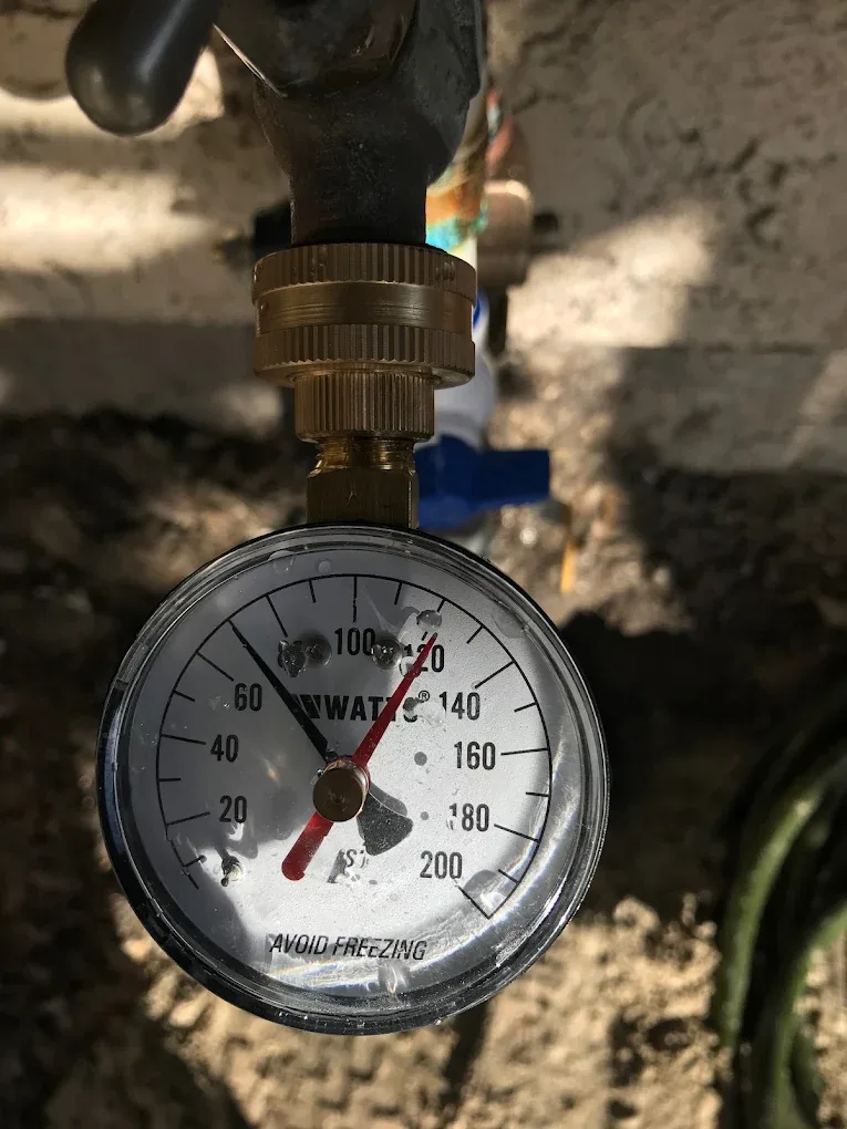 Water pressure testing on a supply line